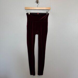SPANX high rise velvet leggings in wine size S